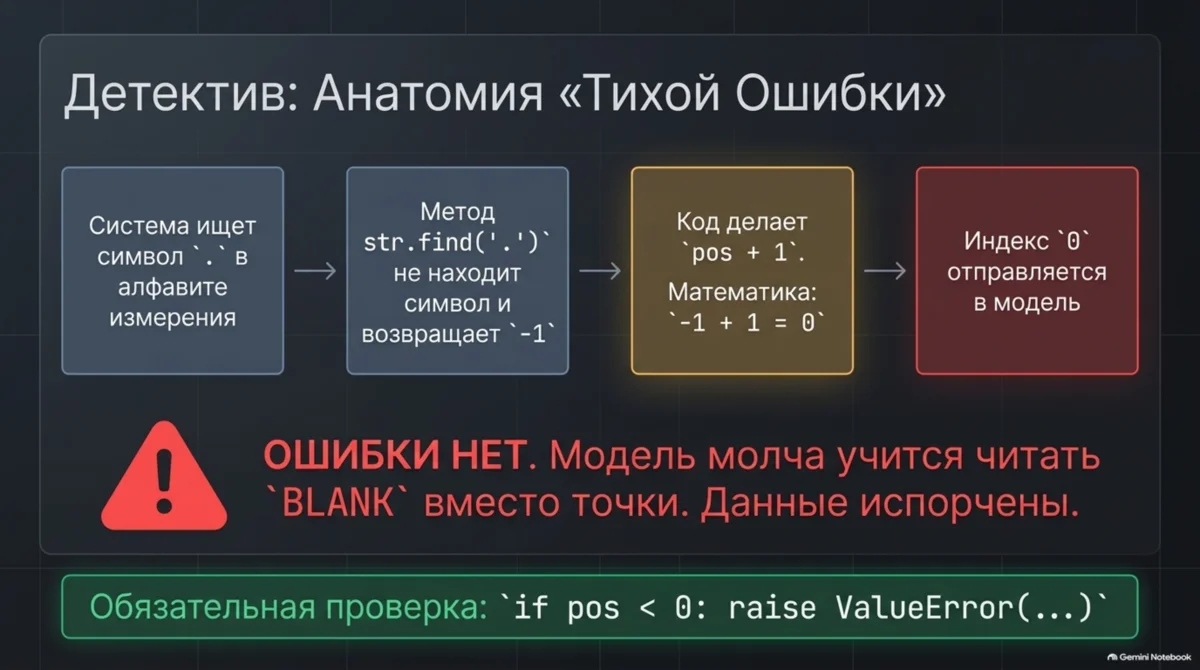 A silent error: find → -1 → pos+1 = blank