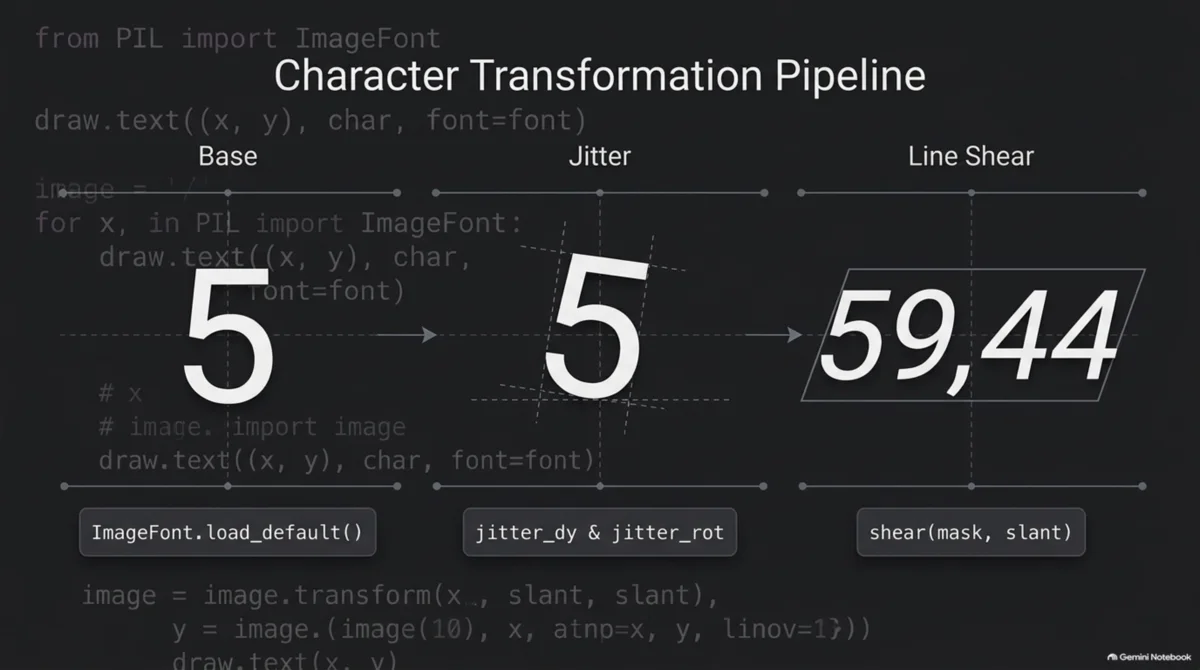 Base → jitter → нахил рядка